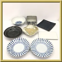 【美品多め】在銘 陶印あり 和皿 和食器 8点 まとめ売り 丸皿 十草柄 2枚セット/角皿 盛皿 大皿 スクエアプレート ネイビー/角鉢 盆栽鉢 植木鉢/盛鉢 四方輪花皿/深皿 深鉢/麺鉢 ラーメン鉢 龍文/長方皿 焼物皿 刺身皿 寿司皿/ ③のサムネイル