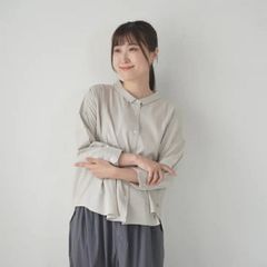 wafu リネン 程よいヌケ感ほしい方必見！ オープンカラーシャツ ／ 灰