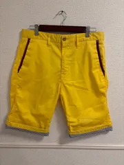 (^w^)b 美品 メイルアンドコー MALE & Co. ハーフパンツ L 黄色 マスタード イエロー チノパン ショートパンツ 短パン メンズ タカキュー トリコロール ストライプ 夏服 ゴルフウェア スポーツ カジュアル 涼しい 綿 OM13064MRのサムネイル