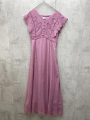 新品 tocco closet トッコクローゼット ウエストりぼん付きコットンカットワークレース刺繍 ワンピース 華やか 清楚 sizeM/ローズピンク ■◆ レディースのサムネイル