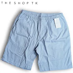 【L】新品 THE SHOP TK ザ ショップ ティーケー タケオキクチ ストライプ イージーショーツ ハーフパンツ ライトブルーのサムネイル