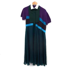 サカイ sacai アシンメトリー カラーブロック ロング ドレス 半袖 シアー 1 グリーン 緑 /FT26のサムネイル