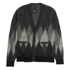 MINEDENIM マインデニム 2210-6002-97-022 Kid Mohair Argyle Washed Knit Long Cardigan モヘア アーガイル ニット カーディガン グレー系 2【極上美品】【中古】のサムネイル