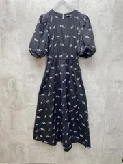 ZARA ザラ 花柄刺繍 パフスリーブ エンブロイダリー ポプリン ワンピース ロング Aライン フレア sizeUSA XS/黒 ■◆ レディース