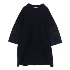 トーガ TOGA 25SS TV251-JK330 Cotton jersey S/S スリーブ異素材切替 オーバーサイズ 半袖 Tシャツ カットソー ネイビー系 46【美品】【中古】