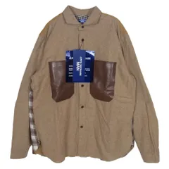 JUNYA WATANABE COMME des GARCONS MAN ジュンヤワタナベコムデギャルソンマン 25AW WP-B011 ゴートレザーポケット 多素材切替 長袖 シャツ ライトブラウン系 L【極上美品】【中古】のサムネイル