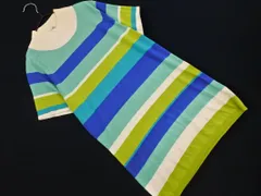 Max Mara マックスマーラ シルク混 ボーダー 半袖 ニット セーター sizeL/青 ■◆ レディースのサムネイル
