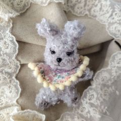 トイプードル（ホワイト）テディベア リバティリボン ハンドメイド