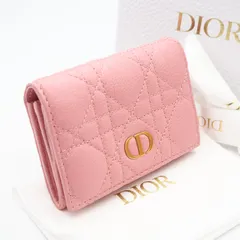 ★3日以内返品可★ 美品 Christian Dior クリスチャンディオール カナージュ カーフスキン Dior Caro Glycine ウォレット S5132UWHC カードケース ピンク カーフレザー ラムスキン レディースのサムネイル