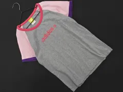 adidas NEO アディダス ネオ 切替 ロゴプリント Tシャツ sizeL/グレー ■◆ レディース