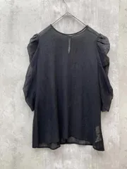 新品 ROPE Picnic ロペピクニック ギャザースリーブ シースルー シワ加工シフォン ブラウス カットソー シャツ size38/黒 ■◆ レディース