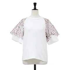FACETASM ファセッタズム Tシャツ ホワイト 白 サイズ:1  袖チュール Tシャツ プルオーバー ラウンドネック ラグラン 半袖 異素材 ドット カットデザイン コットン  トップス カットソー 日本製【レディース】【中古】のサムネイル