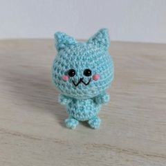 あみぐるみ ちびねこ 猫 グレー ひげひげ ストラップ ハンドメイド
