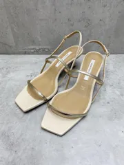 Mode et Jacomo モードエジャコモ スクエアトゥストラップヒール サンダル size22.5cm/ベージュ×ゴールド ■◆ レディースのサムネイル