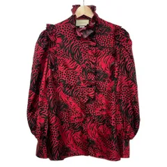 GUCCI(グッチ) 長袖シャツブラウス サイズ36 S レディース美品  - 543400 レッド×黒 シルク/フリル/タイガー(トラ)/ドット柄のサムネイル