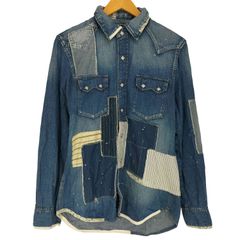 MIHARA YASUHIRO ダメージ加工 デニムシャツ パッチワーク - メルカリ