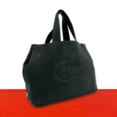 極 美品 PRADA プラダ 三角ロゴ 金具 サフィアーノ レザー 本革