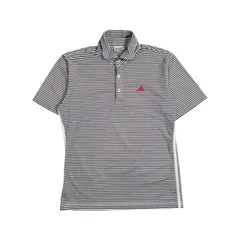 adidas GOLF アディダス ゴルフ ボーダー柄 ワンポイント ストレッチ 半袖 ポロシャツ L/G /ダークグレー×ホワイト系 メンズのサムネイル