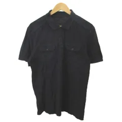 カルバンクライン CALVIN KLEIN コットンシャツ L 黒 ブラック 半袖 胸ポケット エポレット /YU ■GY70のサムネイル