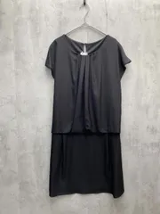 新品 INDEX インデックス フレンチスリーブ タックネック ドレープ ひざ丈 ワンピース sizeM/ブラック ■◆ レディースのサムネイル
