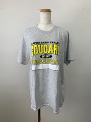 ギルダン　カレッジ プリントTシャツ 半袖 L 杢グレー 古着 アメカジのサムネイル