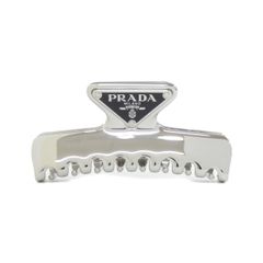 PRADA スティールグレーメタル ヘアクリップシルバー銀バレッタプラダ