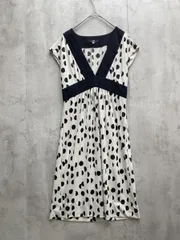 ■INED イネド 71-81121013 ドット ノースリーブ ワンピース size7/白ｘ黒 ■◆レディースのサムネイル