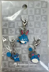 未開封　ポケットモンスター ポケモンセンター限定 298 ルリリ ＆ 183 マリル ＆ 184 マリルリ 全国ずかんメタルチャーム (3個セット)のサムネイル