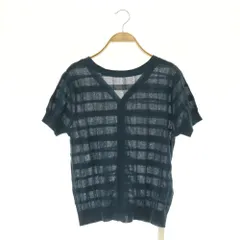 メルベイユアッシュ MERVEILLE H. 半袖カーディガン チェック コットンニット 38 ネイビー /MY ■OSのサムネイル
