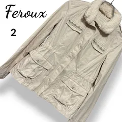 Feroux フェルゥ オンワード樫山 ビジュー パール ボアカラー ボア襟 取り外し可能 2WAY ミリタリージャケット ブルゾン ジップアップ ジャケット アウター ドローコード ベージュ アイボリー カジュアル フェミニン レディース M【2】ST001のサムネイル