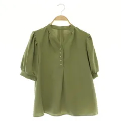 N.Natural Beauty Basic N.ナチュラルビューティーベーシック スキッパーパールボタンブラウス 五分袖 プルオーバー バンドカラー M カーキ /MY ■OSのサムネイル