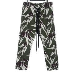 マルニ MARNI リーフ柄 クロップドパンツ レースアップ ウエストゴム 36 緑 カーキのサムネイル