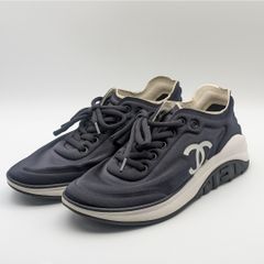 超美品》CHANEL シャネル ココマーク ストレッチ スニーカー 黒系 36 