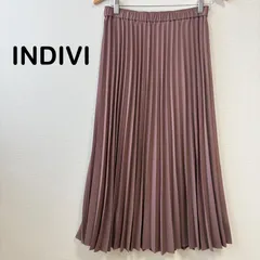 INDIVI プリーツスカート 40 Lサイズ ロング丈 くすみピンク ウエストゴムのサムネイル