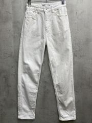 ZARA Slim Tapered Stretch White Denim Pants, Size USA2/White, Women's
