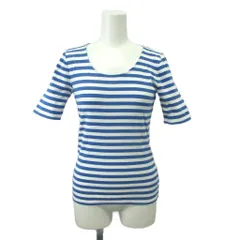 ローレンラルフローレン LAUREN RALPH LAUREN Tシャツ トップス S 青 ブルー 白 ホワイト ボーダー柄 ラウンドネック 半袖 /YU ■ECC001のサムネイル