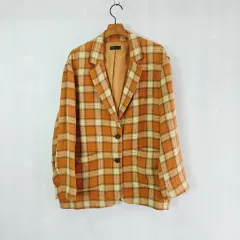 STILE BENETTON ベネトン オレンジ CHECK Single ジャケット レディース 4のサムネイル