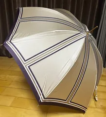 ランバンコレクション LANVIN  雨傘 長傘  濃ベージュ×紫　　＊c707のサムネイル