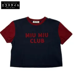 MIUMIU　ミュウミュウ　MJN421 ネイビー×レッド クロップド Tシャツ　Sのサムネイル
