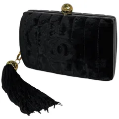 シャネル CHANEL ココマーク クラッチバッグ タッセル フリンジ ファブリック ブラック レディース 【中古】のサムネイル