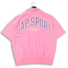 大人気】ギャップGAP SPORTビッグロゴ刺繍ハーフジップ半袖スウェット 