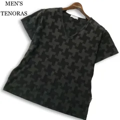 MEN'S TENORAS メンズティノラス 春夏★ 半袖 総柄 Vネック サマー ニット カットソー Tシャツ Sz.L メンズ 黒のサムネイル