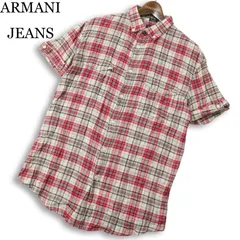 ARMANI JEANS アルマーニ ジーンズ 春夏★ 半袖 ダブルガーゼ ワーク チェック シャツ Sz.L メンズのサムネイル