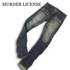 MURDER LICENSE マーダーライセンス USED加工★ ストレッチ シャーリング スキニー デニム パンツ ジーンズ Sz.46 メンズのサムネイル