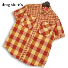 drug store's ドラッグストアーズ 春夏 ぶたボタン★ 半袖 ボタンダウン 切替 ワーク チェック シャツ 日本製 Sz.F メンズのサムネイル