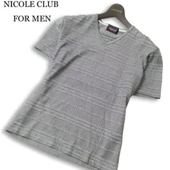 NICOLE CLUB FOR MEN ニコルクラブ フォーメン 春夏★ 半袖 チェック Vネック Tシャツ カットソー Sz.46 メンズ グレーのサムネイル