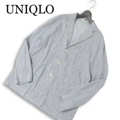 UNIQLO ユニクロ 春夏★ 麻 リネン ブレンド ストライプ ジャケット 大きいサイズ Sz.XL メンズ