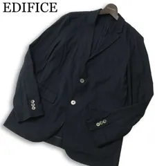EDIFICE エディフィス 春夏★ 麻 リネン アンコン テーラード ジャケット Sz.M メンズ 紺 ネイビーのサムネイル
