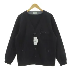 クロコダイル CROCODILE ジャケット 1602-25206 V襟 ノーカラー 裏起毛 ネイビー 紺 Lのサムネイル