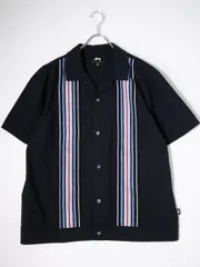 STUSSYステューシー Striped Knit Panel Shirt半袖ストライプ ニットパネル シャツ【L】【MSHA81861】のサムネイル